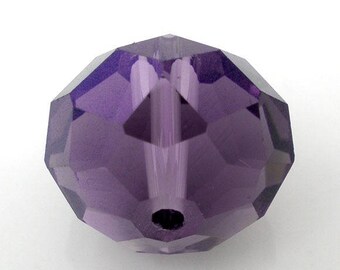 2 Quartz 16mm purple Rondelle bead