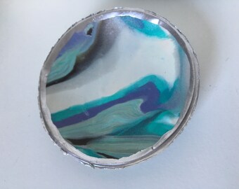 Jewelry Dish/Bauble Bowl (white, teal, blue, silver)