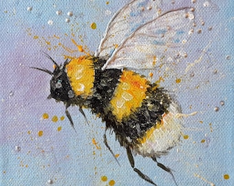 Bumblebee original small painting on canvas