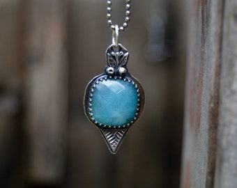 Sterling Agate Necklace. Blueberries . Hand Stamped Handmade . Fine Silver . Rustic . Earthy . Boho .