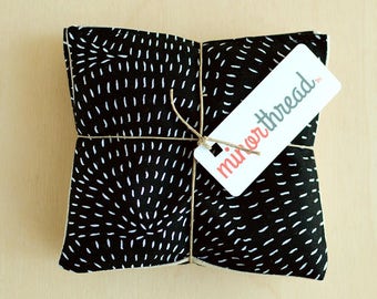 Organic Lavender Sachet in Moda Thicket Black Cotton & Natural Linen Set Handmade Hostess Gift - 2 Sachets Natural Home Wedding Favors