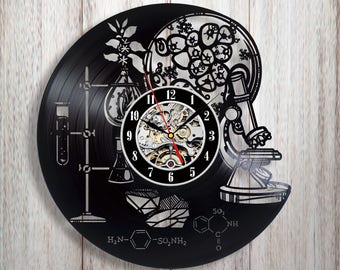 Chemistry gift, Chemistry teacher gift, Vinyl record wall clock, Chemistry art, Chemistry decor, Chemistry wall art, Chemistry office decor