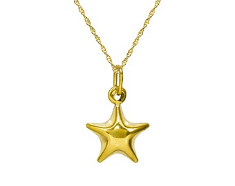 14K Yellow Gold Star Pendant Necklace