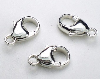 11.5mm Sterling Silver Lobster Clasps With Soldered Ring Trigger Clasp 3 pcs. LC-102