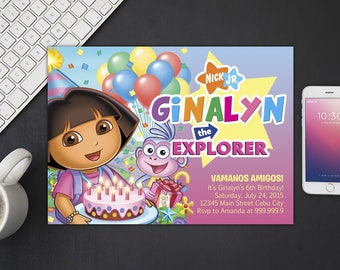 Dora The Explorer Invitation, Dora The Explorer Birthday, Dora The Explorer Invites, Dora The Explorer Party Printables