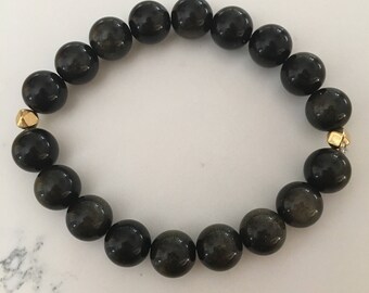 Gold Obsidian Gemstone Bracelet