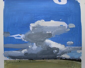 Rise, Original Spring Landscape Collage Painting on Paper, Stooshinoff