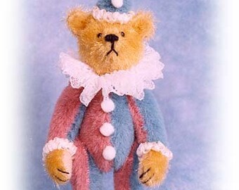 PDF Pattern & Instructions for Miniature Teddy Bear - Fancy Clown Bear 2 5/8" tall - by Emily Farmer