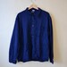 Vintage cotton linen blend Indigo Work Jacket / SANFR chore jacket / 3 front pockets / size L