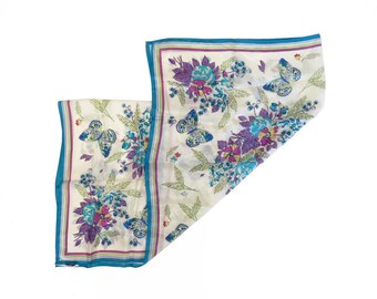 Vintage Oscar De La Renta Large Butterfly Print Silk Scarf 31 x 32