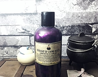 Draught of LIVING DEATH Lavender Essential Oil Shower Gel Body Wash 10oz Sleep Sleepy Soaps Horror Goth Soaps Potions Witchy Witch Magick