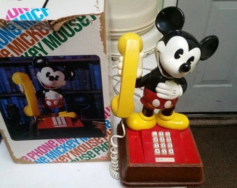 1976 Mickey Mouse push button telephone with box