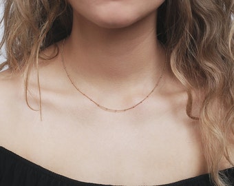 Simple Delicate Gold Necklace 14k Gold Filled / Choker Chain Necklace, Custom Made / Everyday Necklace, Thin Gold Chain / Layering Necklace