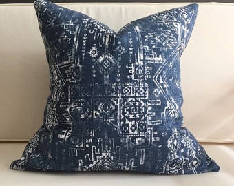 Navy Blue Ikat Pillow Cover - MARTIN