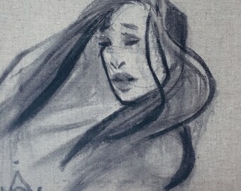 Pocahontas — linen canvas on charcoal