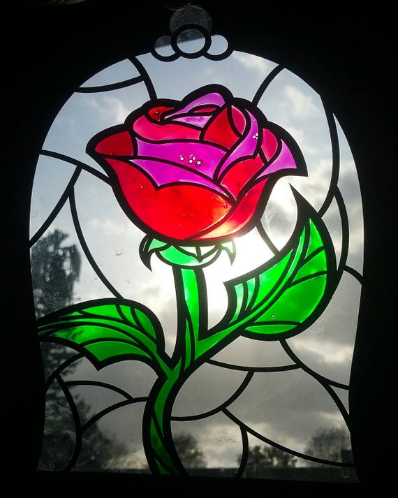 Disney Inspired Beauty & The Beast Rose Imitation Stained