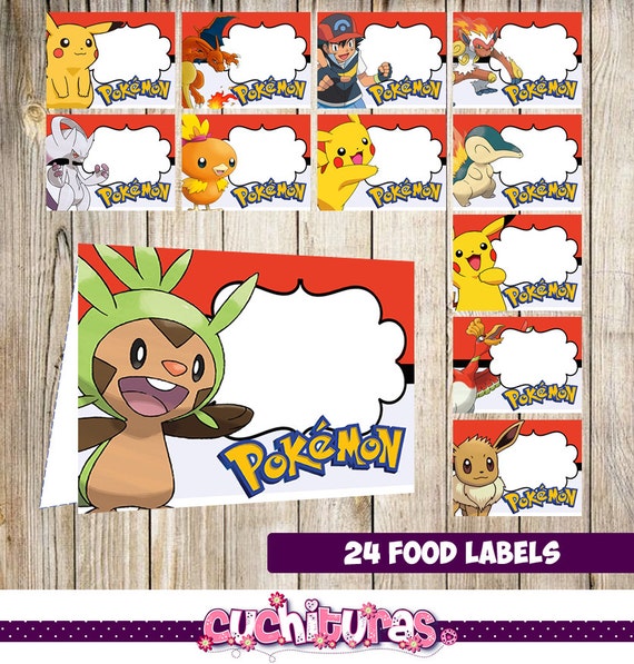24 Pokemon Food Tent Cards instant download Printable Pokemon