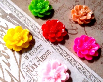 Resin Flower Cabochons Peony Flower Cabochons Flat Back Flowers Flower Flatbacks Assorted Flower Cabochons Resin Flowers Assorted Flowers