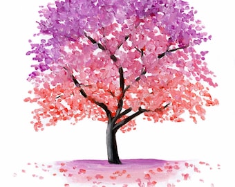 Pink Blossom Tree Painting - Fine Art Print by Emily Luella