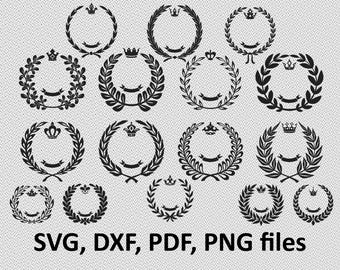 Leaf Wreath SVG, Laurel Wreaths Clipart Digital Download, Leaf Circle Monogram Frame, Clipart Cutting Files for Cricut Explore, Silhouette