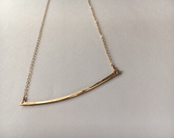 hand-hammered gold bar necklace