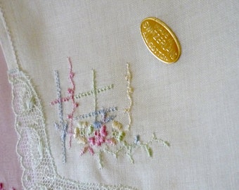 1960s Swiss cotton handkerchiefs set of two