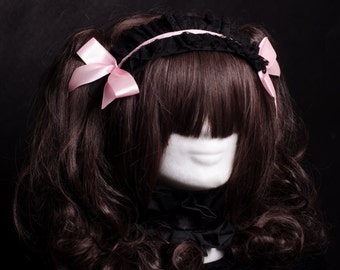 Headpiece Sweet Gothic lolita black pink red sanding