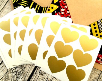 Large Gold heart, Wedding invitation seal, Gold heart seal, Heart shaped sticker, Gold sticker, Gold wedding seal, pick your colour #1016