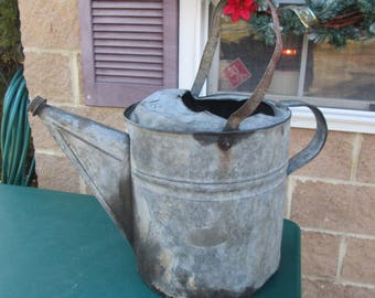 Large Galvanized Watering Can, No. 16 Watering Can, Vintage Watering Can, Rustic and Primitive Decor