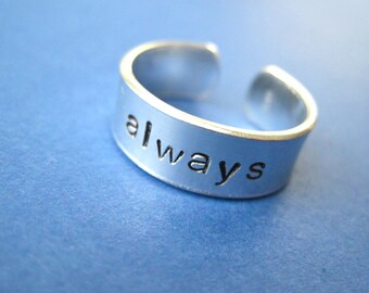 Always Ring - Personalized Hand Stamped Ring - Skinny 1/4 Band