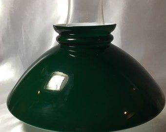 Emerald Green Cased Lamp Shade; oil lamp, hurricane lamp, green shade, emerald green