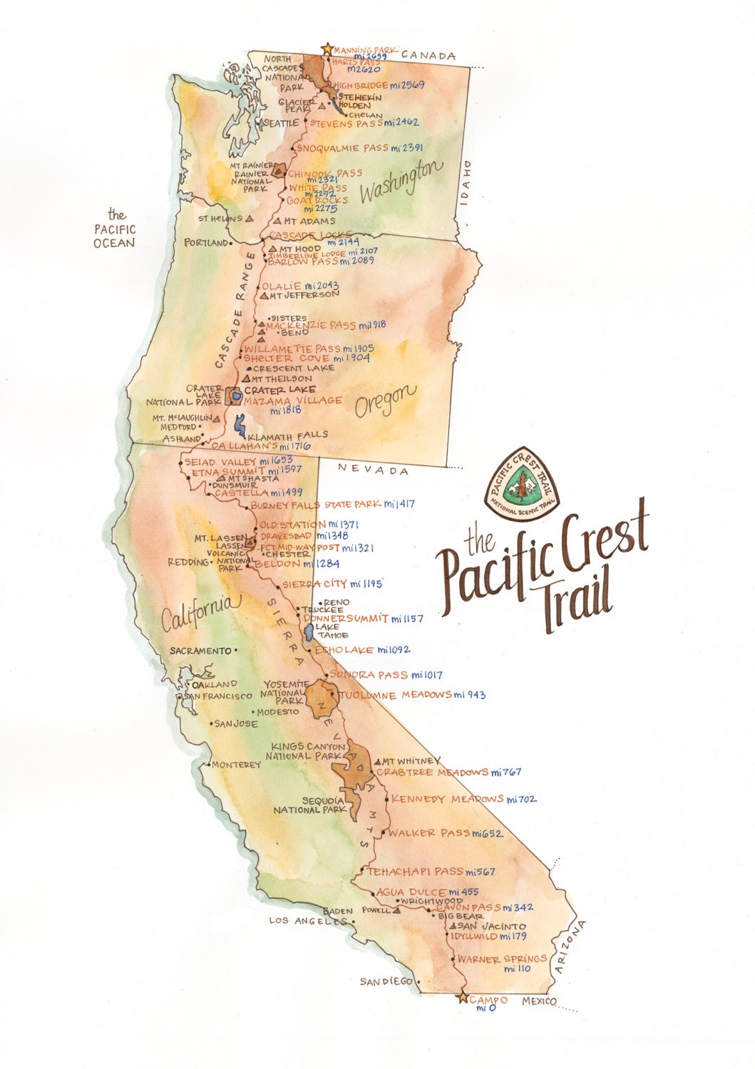 ðzoom. Pacific Crest Trail Map Archival Print ðzoom. pacific crest trail map archival print