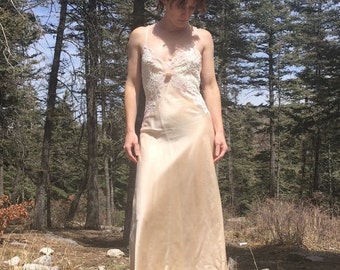 Very Rare Vintage Christian Dior Le Connoisseur Silk Night Gown with Lace Bodice