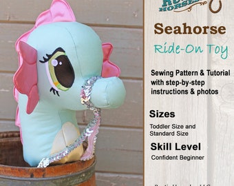 Seahorse Stick Horse Sewing Pattern and Tutorial Rustic Horseshoe's Seahorse Ride On Toy Stick Horse Hobby Horse Pattern