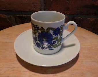 Porcelain espresso cup and saucer, demitasse blue and white porcelain coffee cup/espresso cup, Terra