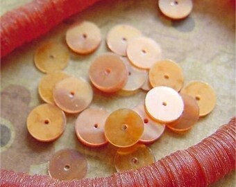 Vintage Sequins PERSIMMON 6mm flat Orange Sherbet couture lot full strand