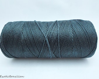 Macrame thread, 1 spool, Linhasita GREY no209, whole spool of 188yards, waxed polyester cord, 16yards, dark grey waxed thread, grey thread