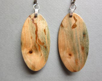 Unique Green Wood - Fungus Wood Earrings, Handmade ExoticWoodJewelryAnd ecofriendly