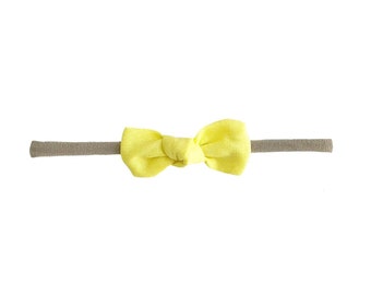 baby hair bow, baby headband, bow headband, baby girl headbands, baby girl headband, headbands and bows, infant headband . YELLOW Mini Knot
