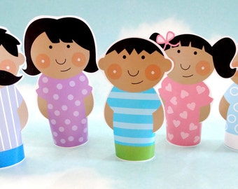 DIY Printable Finger Puppet Family PDF Daddy Mommy