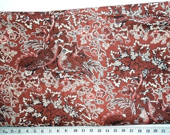 Fabric -6yd piece Old Fashioned Brown/Sepia/Birds -Grouse/Quail/Partridge -Floral/Leaves/outdoor/rustic/vintage type print(#yd049) -Benertex