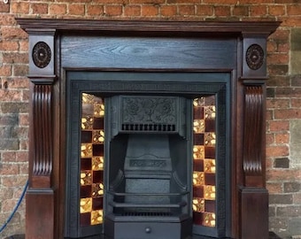Victorian fireplace with solid oak fire surround