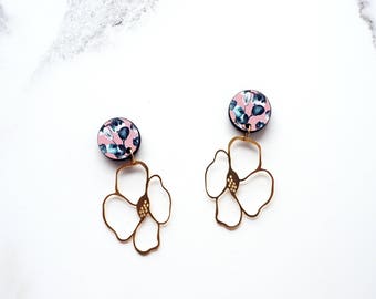 Anemone Flower Earrings, Pink Earrings, Floral Earrings, Flower Jewellery, Statement Flower Earrings, Minimal Earrings