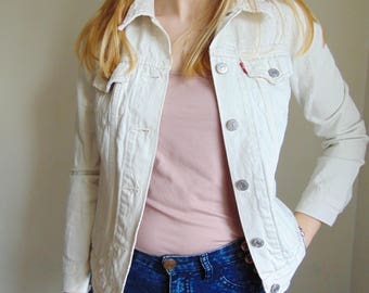 Levis 1990s Denim jacket XS White jacket 90s levis Jean jacket Vintage levis 90s jacket Levis denim jacket Levi strauss Blazer