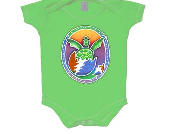 Grateful Dead Baby- Hatching Terrapin Turtle/ 13 Point Lightning Bolt Egg/Onesie/creeper/romper