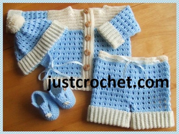 Boys 4 piece set Baby Crochet Pattern DOWNLOAD 71
