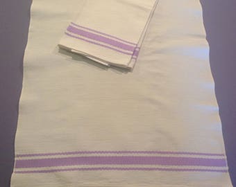 Vintage dish towel Huck dish towel Lavender stripe towel Spring dish towel Martex towel