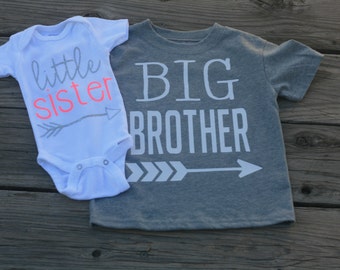 Big Brother Little Sister Shirt Set- Personalized Sibling Shirts-Boys Shirts-Girls Shirts-Announcement Shirt