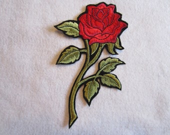 Embroidered Red Rose Iron On Patch. Rose Patch, Red Rose, Rose Iron On Patcn, Iron On Patch, Iron On Applique, Rose Applique