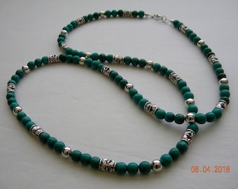 Turquoise bead necklace,Long necklace,Turquoise jewelry,Western jewelry,Southwestern necklace,Turquoise bead jewelry,Santa Fe necklace